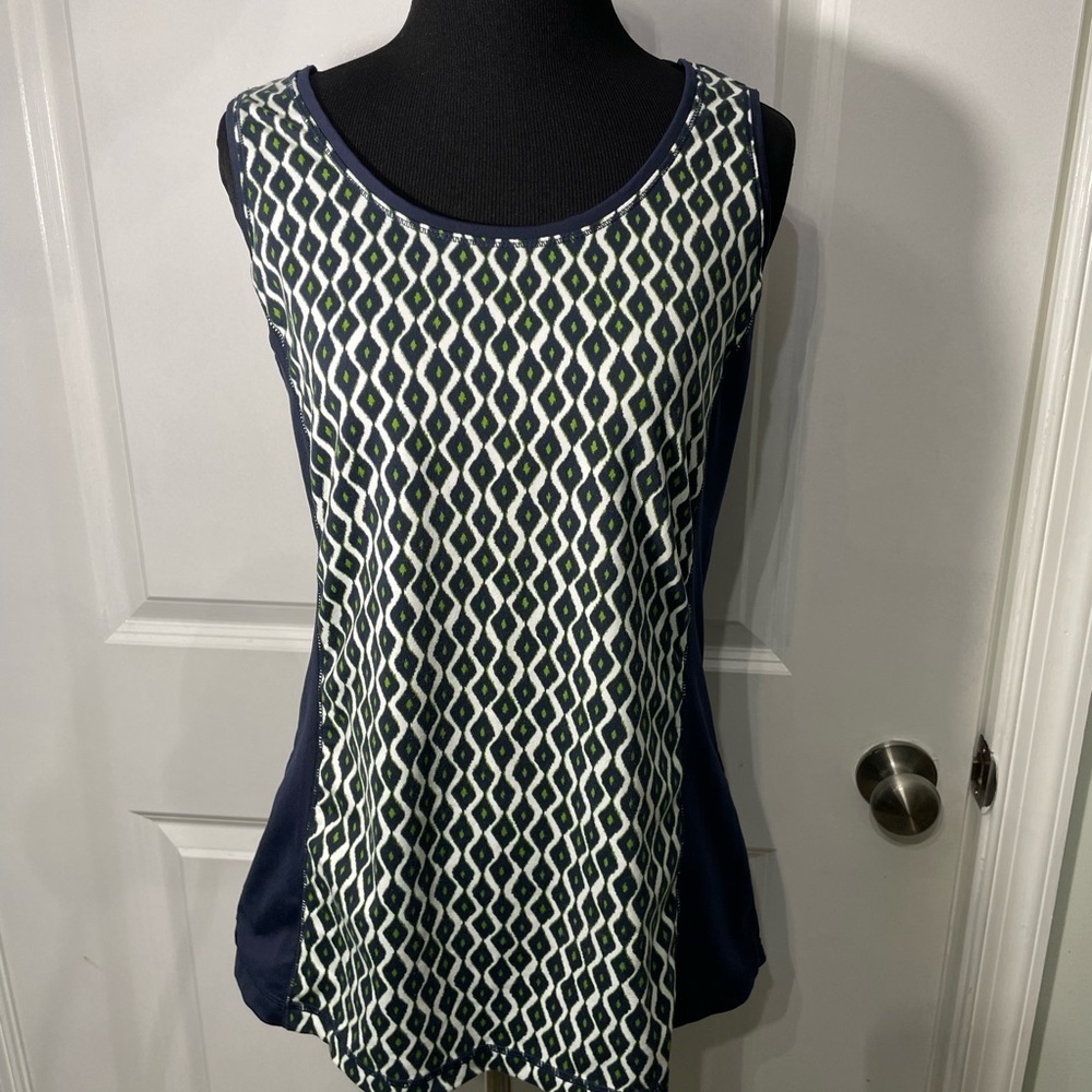 Zenergy by Chicos Navy and White Geometric Women's Top Size 1 CB-